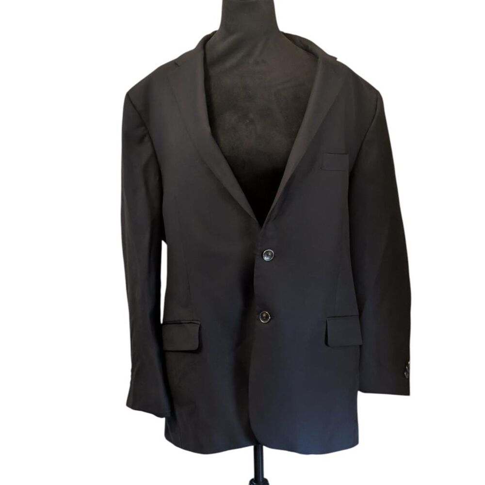 Hickey Freeman Traveler Black 100% Worsted Wool Bartley Blazer, Size 44R